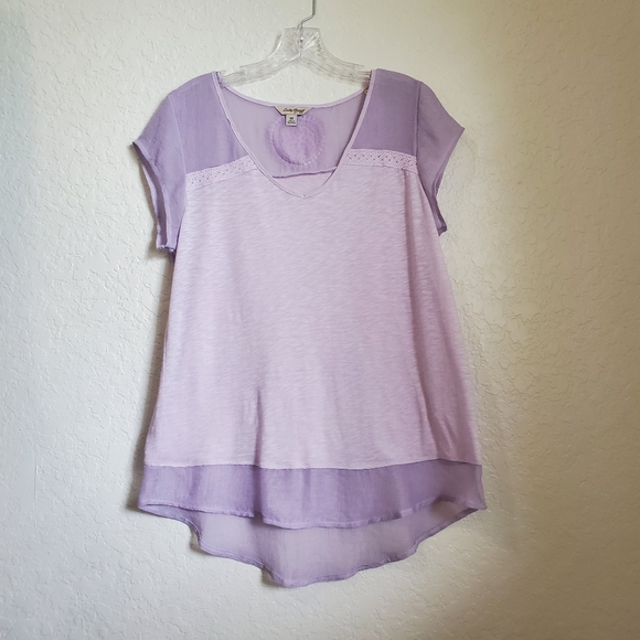 LUCKY BRAND LAVENDER BOHO TOP size L - Picture 4 of 9